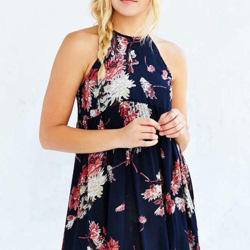 UO Kimchi Blue High Low Floral Halter Dress